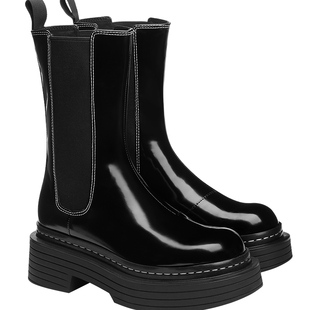 CHARLES&KEITH春季女靴CK1-90360419厚底圆头烟筒靴切尔西短靴