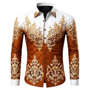 3D印花长袖男士单排扣衬衫3D Printed Long-Sleeved Men's Shirts