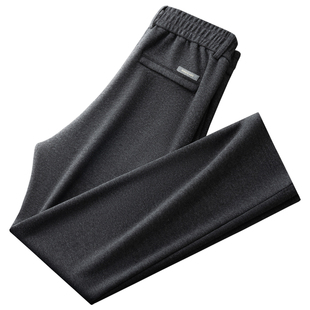 羊毛秋冬款阔腿男士休闲裤宽松直筒中年爸爸西裤冬季加绒裤子男款