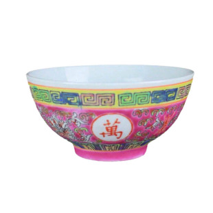 景德镇餐具老厂货复古中式4.5英寸手绘粉彩万寿无疆陶瓷万花汤碗