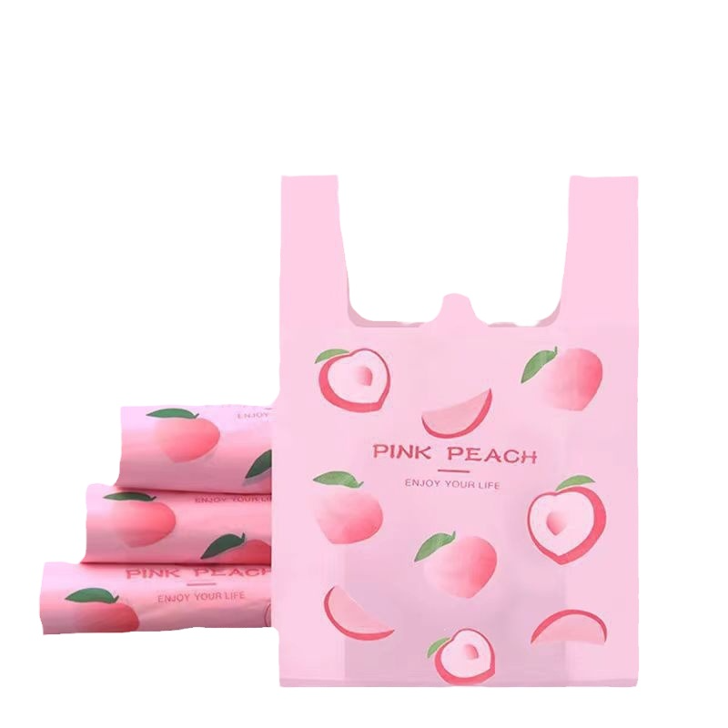 特厚手提蜜桃图案款垃圾袋加厚家用背心式厨房宿舍卫生间塑料袋