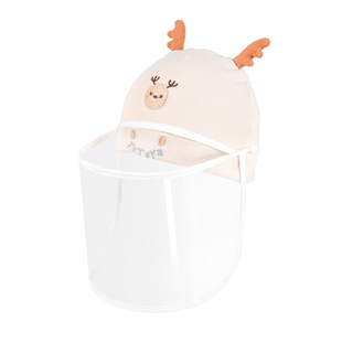 婴儿防护面罩帽子冬季新生儿防飞沫胎帽宝宝外出打疫苗防疫可拆卸