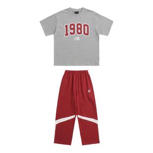 ROCKYROAD童装美式创意字母数字印花纯棉灰色T恤街头潮牌港风短袖