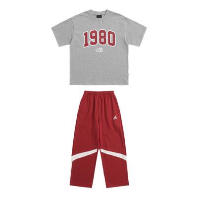 ROCKYROAD童装美式创意字母数字印花纯棉灰色T恤街头潮牌港风短袖