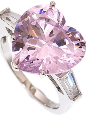 极简粉色爱心英国进口锆石戒指