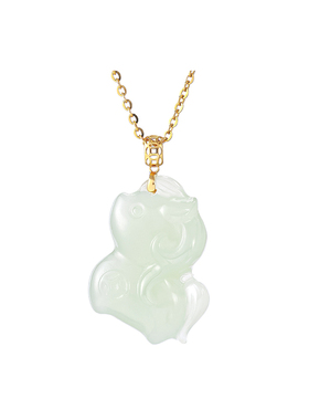 18K金扣镶和田玉小马吊坠女款