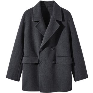 GXG男装 灰色商务通勤短款纯色西装短款羊毛外套男 24冬季品