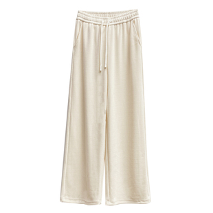 seawhen海维恩秋冬新款百搭显瘦高级感舒适条绒抽绳直筒裤女 2842