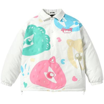 GENANX闪电潮牌炫彩满印按扣棉衣