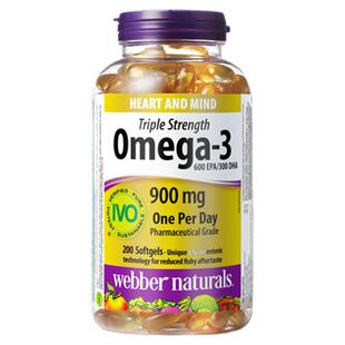 WebberNaturals伟博深海鱼油Omega3成人3倍高浓DHA高纯鱼油200粒