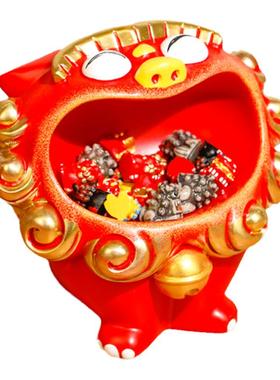 狮三百®张大嘴可爱卡通创意狮子客厅桌面装饰首饰收纳摆放摆件