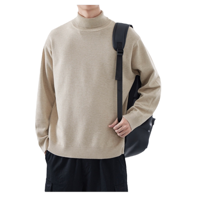 纯色可翻高领毛衣男士秋冬季潮牌