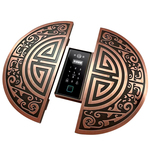 智能锁别墅双开门大门拉手指纹锁中式对开木门滑盖密码锁把手半圆