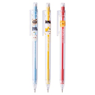 得力三顾喵庐动铅笔自动铅笔0.5/0.7铅笔小学生用自动笔芯不易断铅芯文具用品