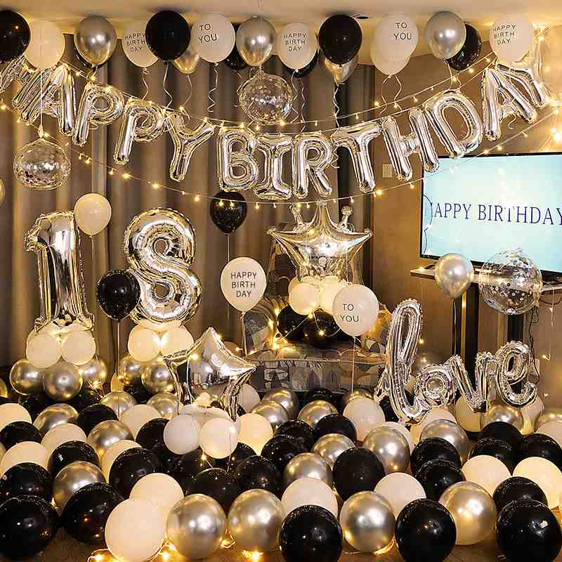 网红生日派对送情侣装饰周岁场景布置男生女孩酒店KTV气球背景墙