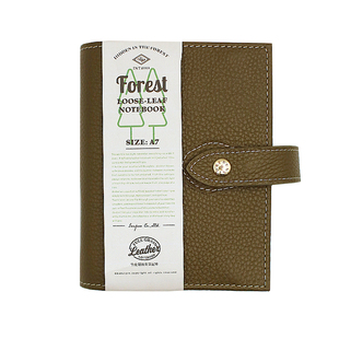 复古真皮活页本 本字时多A6A7大环手账本 荔枝纹双扣森林记事本日程计划手帐笔记本按扣日记本