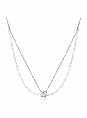 MONSECRET裙摆珍珠项链女925银