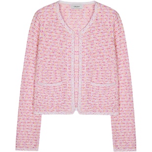 CRUSH Collection2026年春夏新款小香风手缝花边装饰彩点花呢夹克