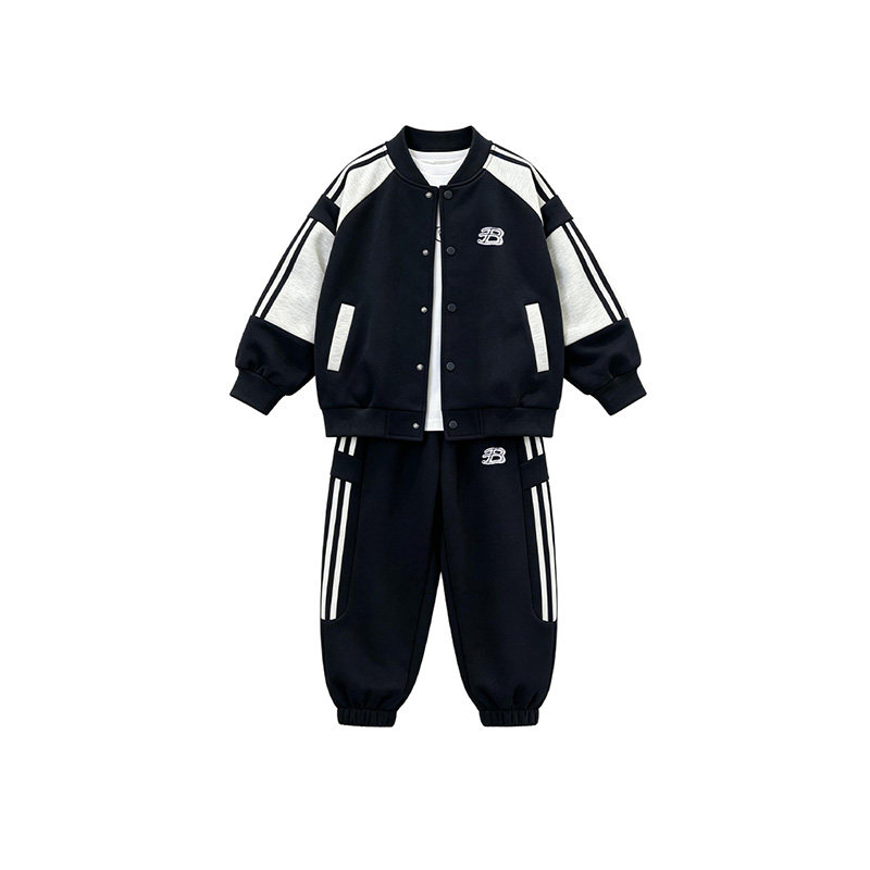 春秋薄款男童拼色棒球服两件套