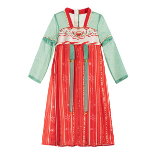 丢手绢童装汉服女童古风连衣裙石榴花神襦裙中式改良版古装裙子