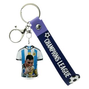 足球球迷钥匙扣欧冠曼城国米迈阿密梅西球星钥匙链挂饰挂件小礼品