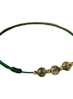 绿幽灵天然水晶招财好运脚链转运珠旺事业女红绳礼物2026年新款