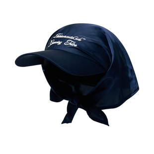 韩式纯色刺绣头巾帽女夏季户外露营可收纳绸缎绑带包头鸭舌帽子男