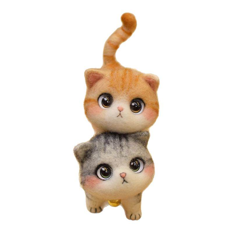 羊毛毡戳戳乐手工diy材料包仿真可爱猫咪宠物猫玩偶摆件创意礼物
