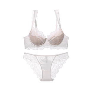 内衣大胸显小女性感防下垂上托法式深V薄款文胸罩套装2025年新款