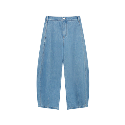 侧缝前借弯刀版型牛仔裤