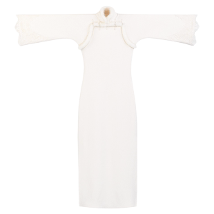 云梦柔蔓丨一城风絮丨冬款米白色针织双襟复古民国风倒大袖旗袍女