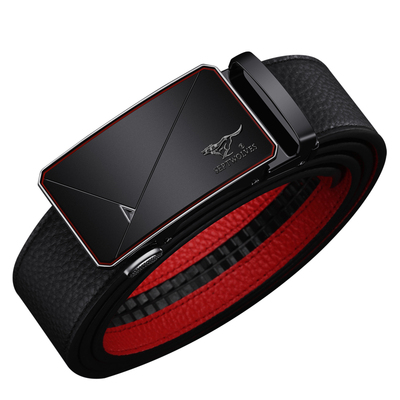 七匹狼红腰带本命年自动扣男皮带