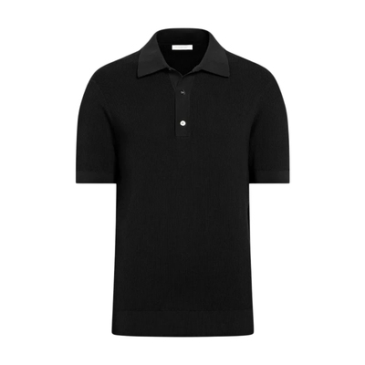 Suitsupply黑色棉混纺男士Polo衫