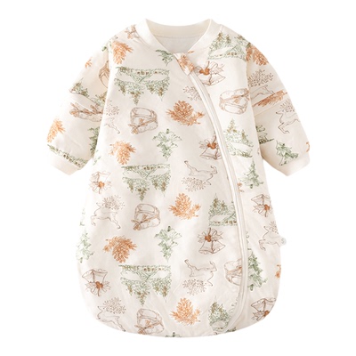 婴儿恒温睡袋春秋夹棉宝宝U型加厚睡衣新生儿拉链式多功能防踢被