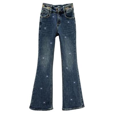 2024年冬季加绒牛仔喇叭裤长裤女