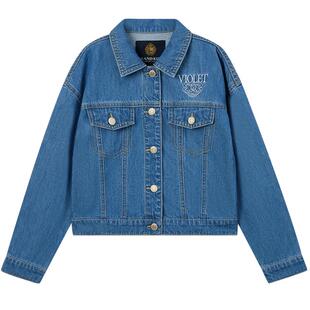【棉】eland kids衣恋童装女童牛仔外套春秋休闲学院风短款