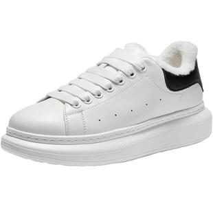 百丽男士软底加绒保暖休闲小白鞋男26新款厚底增高真皮板鞋8ZX01