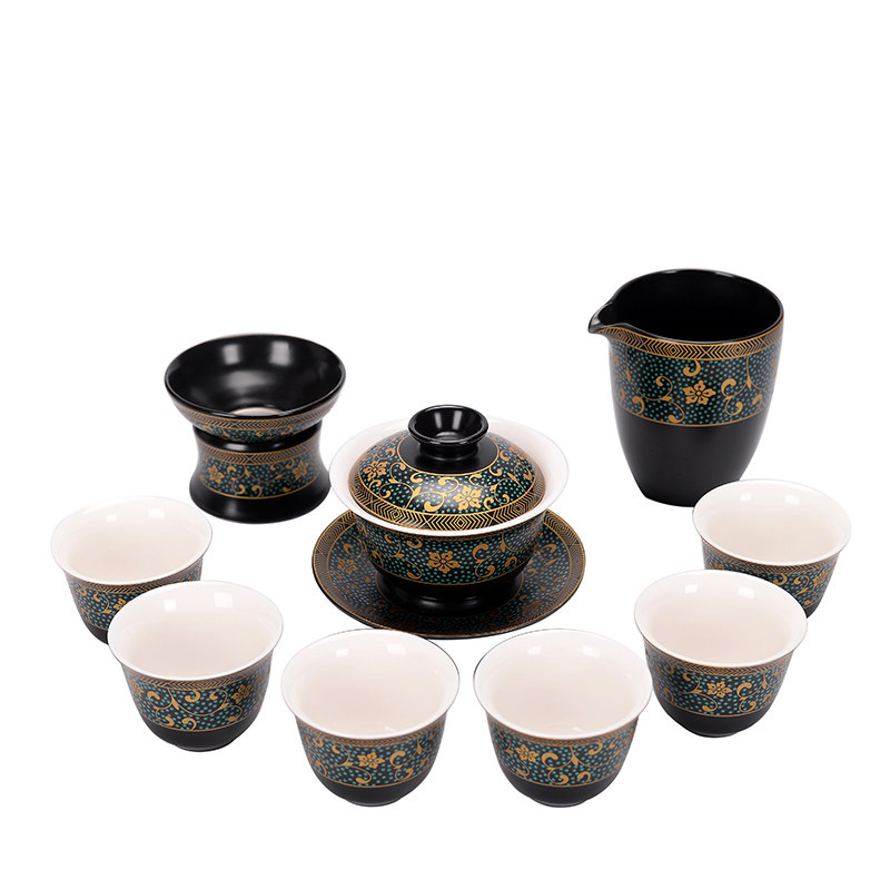 陶瓷古典黑色轻奢礼盒装功夫茶具