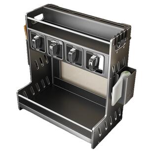 高端厨房调料品不锈钢置物架灶台放油盐酱醋瓶罐刀筷多功能收纳盒