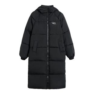 回力长款羽绒棉服女2025新款冬季外套加厚棉袄黑色过膝中长款棉衣