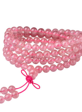 天然白水体红草莓晶手链108颗