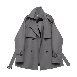 黑色短款风衣外套女小个子2026春秋装新款韩版宽松休闲大衣