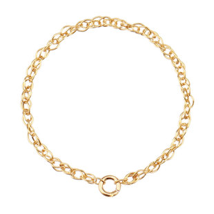 叠戴bi入不掉色可洗澡佩戴美国14k包金极细链条戒指925银食指戒