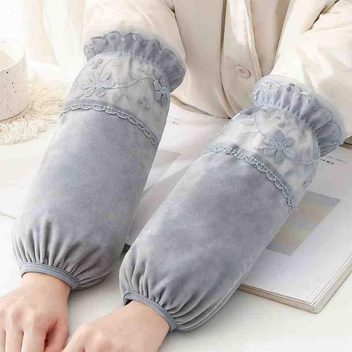 长款羽绒服专用袖套女蕾丝套袖成人上班工作防脏护袖学生防污袖头