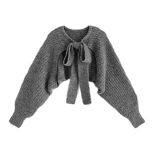 日本直邮日潮 GRL 前后2way大蝴蝶结短款针织开衫 kz201连衣裙