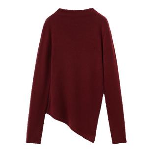 RUISHI芮时 安可拉红法式半高领羊毛针织衫显瘦半身裙套装女秋冬