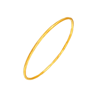 明牌珠宝古法黄金锤纹纳福镯 新中式国风足金手镯手饰AFI0288