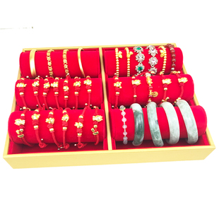 黄金珠宝首饰道具展示架托盘戒指项链手镯吊坠饰品绒布手串收纳盘