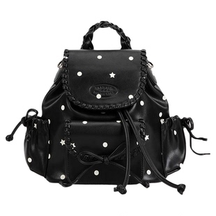 VANWALK松果部落 复古冬季新款小型双肩包女包包蝴蝶结通勤小背包