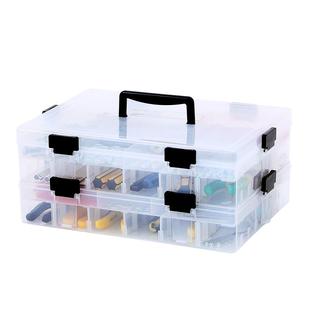 工具零件盒多格手提分格透明螺丝配件收纳箱电子元件积木塑料盒子
